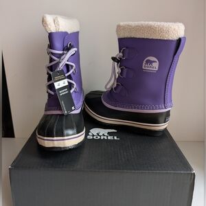 NEW Sorel Youth Yoot Pac Nylon Waterproof Winter Boots - Purple/Black - Size 4